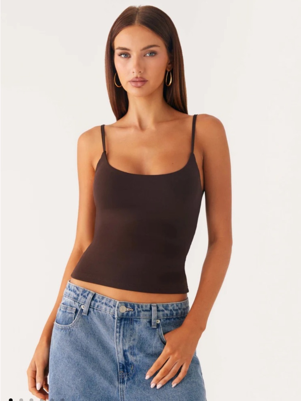 Peppermayo Chocolate Brown Slim Scoop Cami Tank